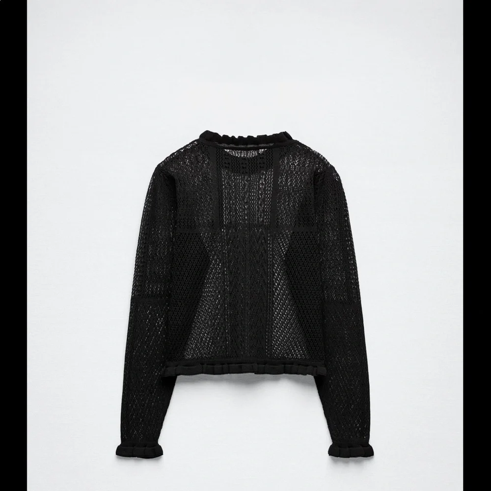 Zara Crochet pointelle openwork knit top